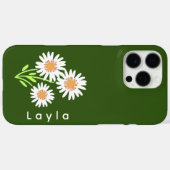 緑モダンモノグラムの白デイジー Case-Mate iPhoneケース (裏面 (横))