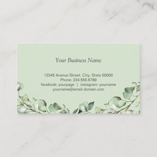 緑モダンユーカリ幾何学模様 名刺 (裏面)