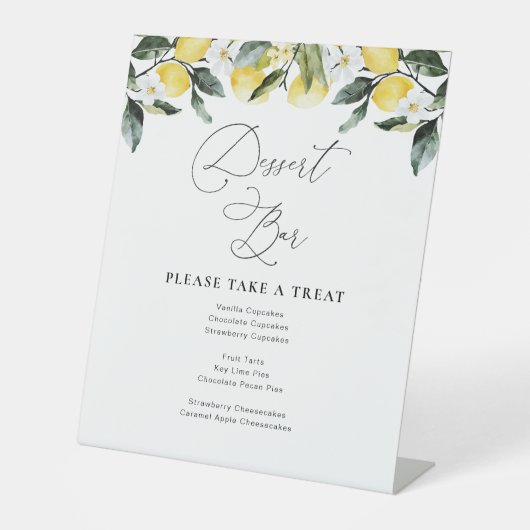 緑モダンレモンフローラデザートバー看板 台座サイン (正面)