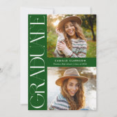 緑モダン三エレガント写真卒業 招待状 (正面)