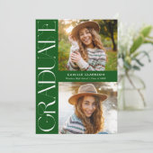 緑モダン三エレガント写真卒業 招待状 (スタンド正面)