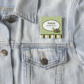 緑モダン亀の赤ちゃんシャワー名タグボタン 缶バッジ (インサイチュ)