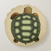 緑モダン亀オンベージュ ラウンドクッション (裏面)