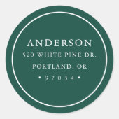 緑モダン円フレーム差出人住所ラベル ラウンドシール (正面)