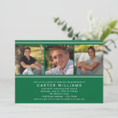 緑モダン写真コラージュ卒業党 招待状 (スタンド正面)