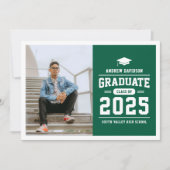 緑モダン写真卒業 案内状 (正面)