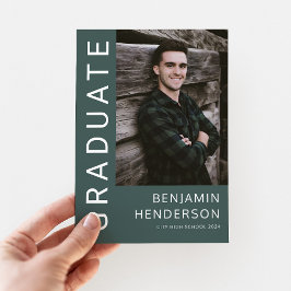 緑モダン写真卒業 案内状