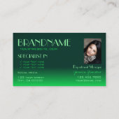 緑モダン勾配鏡フォントクラシック写真 名刺 (裏面)