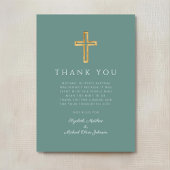 緑モダン十字洗礼 サンキューカード