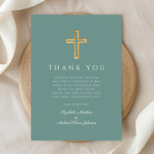 緑モダン十字洗礼 サンキューカード
