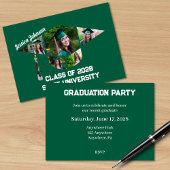 緑モダン卒業形状写真コラージュパーティー 招待状