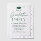 緑モダン台語卒業パーティー ベラム紙招待状 (オフセット (招待状))