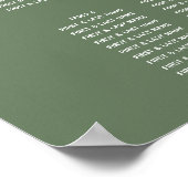 緑モダン大理石モノグラム結婚の座席表 ポスター (角)