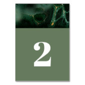 緑モダン大理石モノグラム結婚ズ テーブルナンバー (裏面)