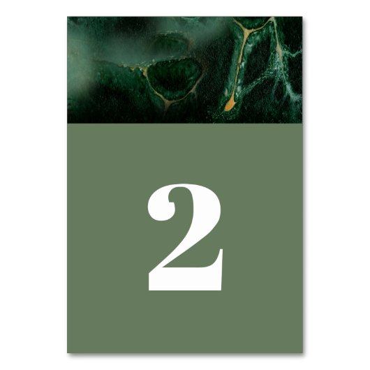 緑モダン大理石モノグラム結婚ズ テーブルナンバー (正面)
