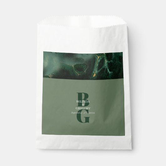 緑モダン大理石モノグラム結婚ズ フェイバーバッグ (正面)