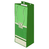 緑モダン小切手モノグラム ワインギフトバッグ (裏面アングル)