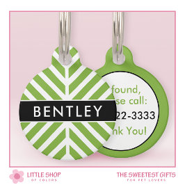 緑モダン山形パーソナライズされた ペット　ネームタグ