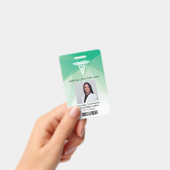 緑モダン幾何学登録ナース写真ID バッジ (手持ち)