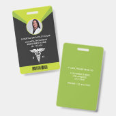 緑モダン幾何学登録ナース写真ID バッジ (正面＆裏面)