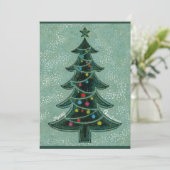 緑モダン幾何学的メリークリスマスツリー写真 シーズンカード (スタンド正面)