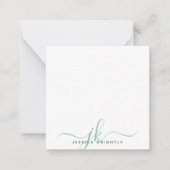 緑モダン文字モノグラムイニシャルミニマル ノートカード (正面)