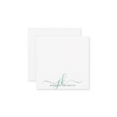 緑モダン文字モノグラムイニシャルミニマル ノートカード (正面/裏面インサイチュ)