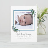 緑モダン新生児ボーイフォト誕生 案内状 (スタンド正面)