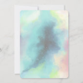 緑モダン星雲の水色抽象芸術結婚 招待状 (裏面)