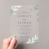 緑モダン春の結婚式 アクリル招待状 (インサイチュ (ポータブル))