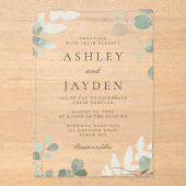 緑モダン春の結婚式 アクリル招待状 (正面)