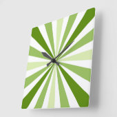 緑モダン時ストライプの計 スクエア壁時計 (傾斜)