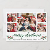 緑モダン書道5写真クリスマスグリーン シーズンカード (正面)