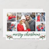 緑モダン書道5写真メリークリスマス シーズンカード (正面/裏面)