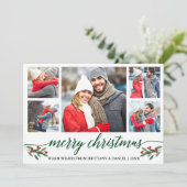 緑モダン書道5写真メリークリスマス シーズンカード (スタンド正面)