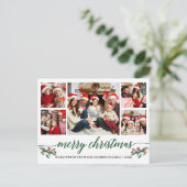 緑モダン書道5写真家族クリスマス ポストカード (スタンド正面)