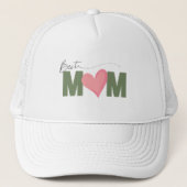 緑モダン最高のの母ピンクのハート母の日 キャップ (正面)