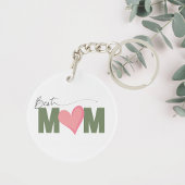 緑モダン最高のの母ピンクのハート母の日 キーホルダー