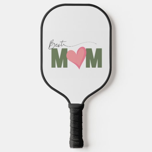緑モダン最高のの母ピンクのハート母の日 ピックルボールラケット (正面)