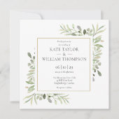 緑モダン植物写真結婚ズ 招待状 (正面)