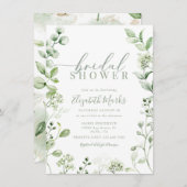 緑モダン植物学ブライダルシャワー 招待状 (正面/裏面)