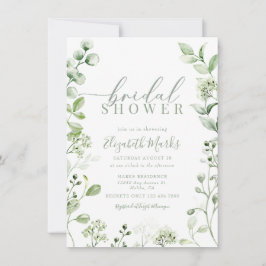 緑モダン植物学ブライダルシャワー 招待状