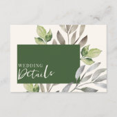 緑モダン植物学QRコー結婚ド エンクロージャーカード (正面)