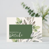 緑モダン植物学QRコー結婚ド エンクロージャーカード (スタンド正面)