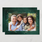 緑モダン植物形容姿Photo Chistmas シーズンカード (正面/裏面)