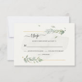 緑モダン植物水色エレガント 出欠カード (正面)