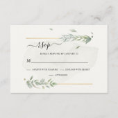 緑モダン植物水色エレガント 出欠カード (正面)