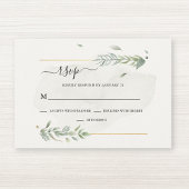 緑モダン植物水色エレガント 出欠カード