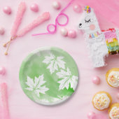 緑モダン水彩楓葉色 ペーパープレート (パーティー)