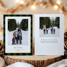 緑モダン水牛プレイドクリスマスツーフォト